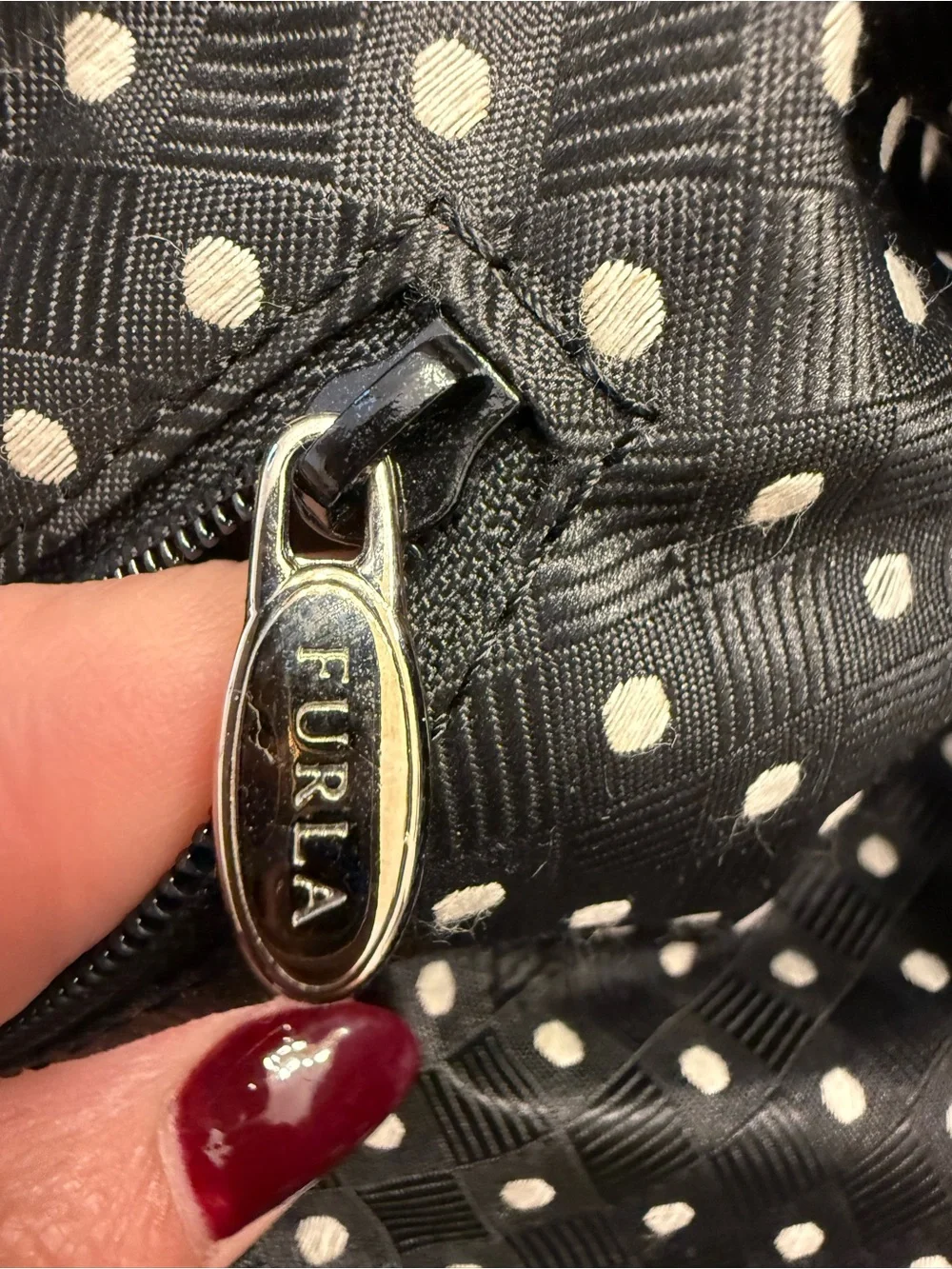 Furla Black Patent Tote with Snakeskin-Accent Trim